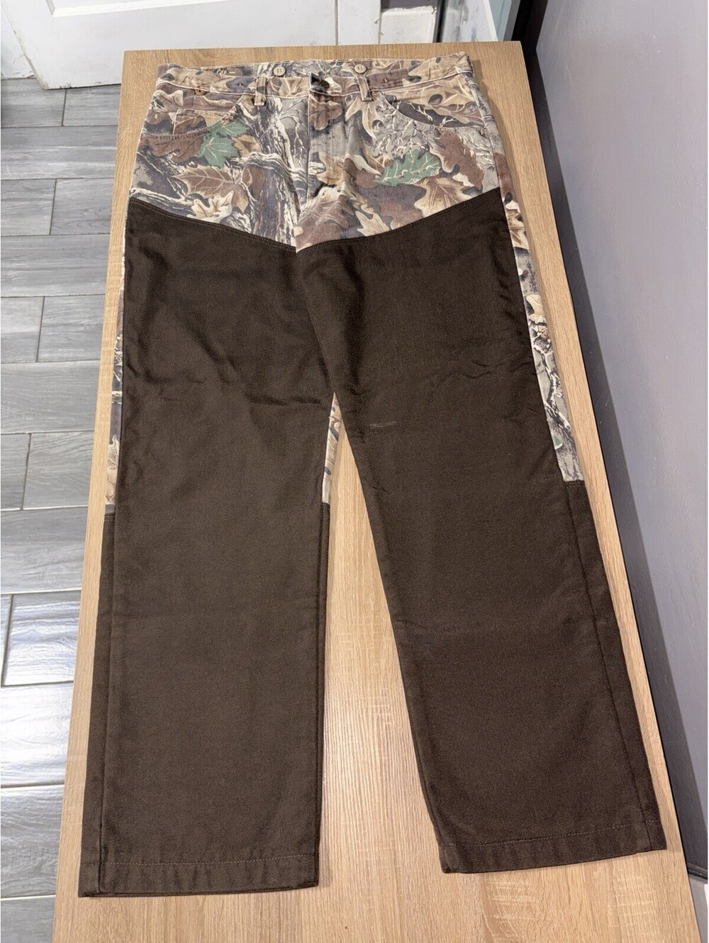 Vintage Wrangler USA Camo Brush Hunting Pants Brown Canvas 36x30 Made USA